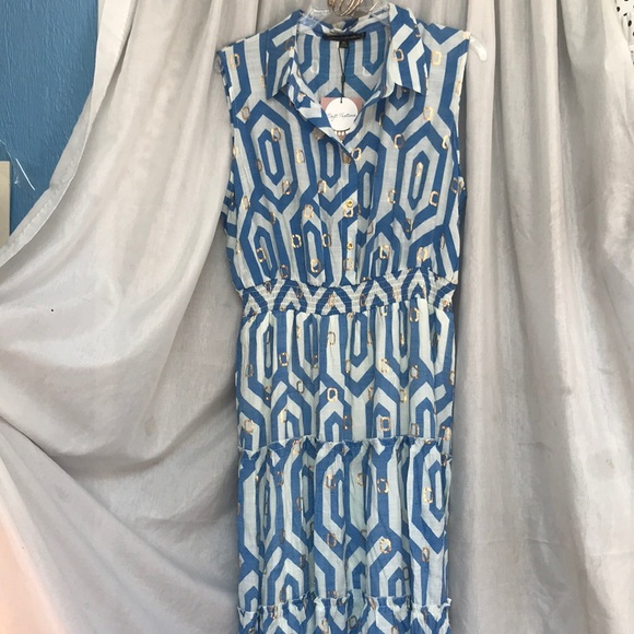 Alex&parker blue/gold dress - Picture 1 of 11